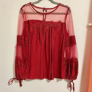 Red Lace Blouse